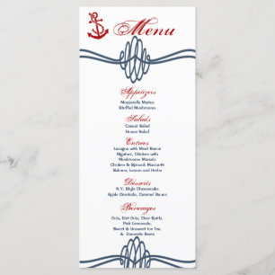 25 Menu Cards Navy Nautical Knot Anchor Blue Red Menükarte