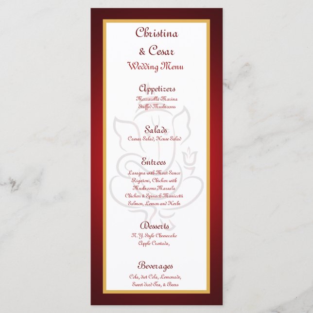 25 Menü Karten Lord Ganesha/Hindu Rot Spirituell R (Vorderseite)