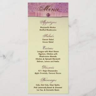 25 Menükarten Amethyst Juwel geprägtes Papier Flor