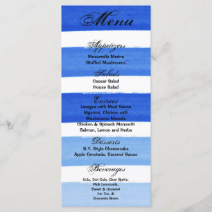 25 Menükarten Ombre Stripe Blue Line Fade Wasser