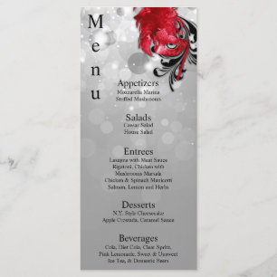 25 Menükarten Rot auf Silver Masquerade Weihnachte