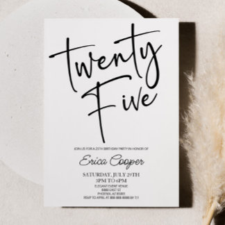 25 Minimal Elegant 25. Geburtstagsparty Einladung