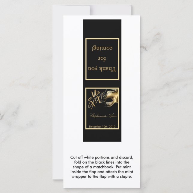 25 Mint Matchbooks Mis XV Gold Black (Vorderseite)