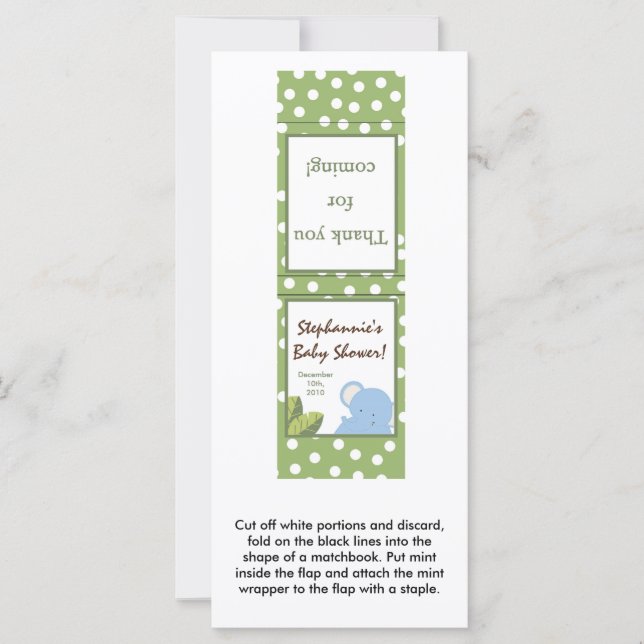 25 Mint Matchbooks Safari Jungle Elephant Green (Vorderseite)