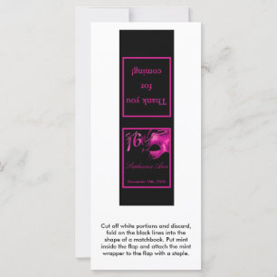 25 Mint Matchbooks Sweet 16 Hot Pink Black Party