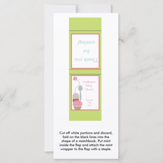25 Mint Matchbooks Tea Party Pink Pastel Cupcake (Vorderseite)