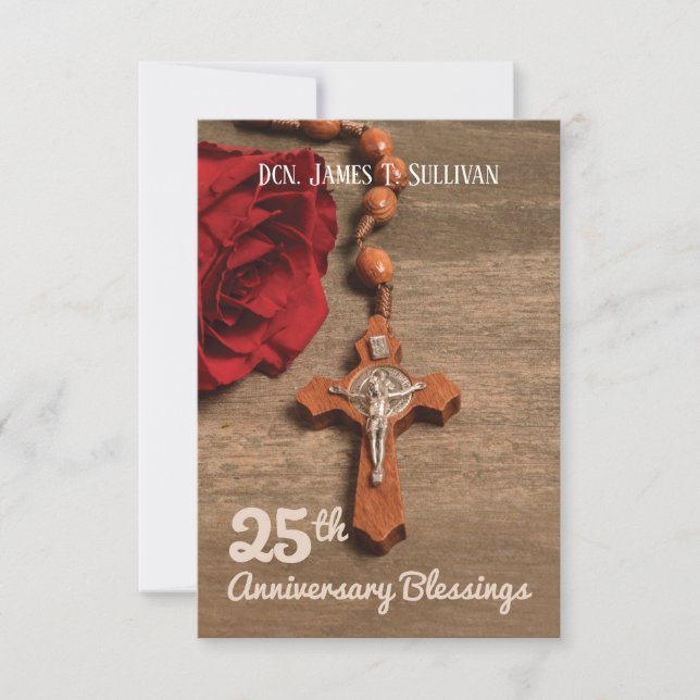 25. Ordination Jubiläum Rose Dankeskarte (Vorderseite)