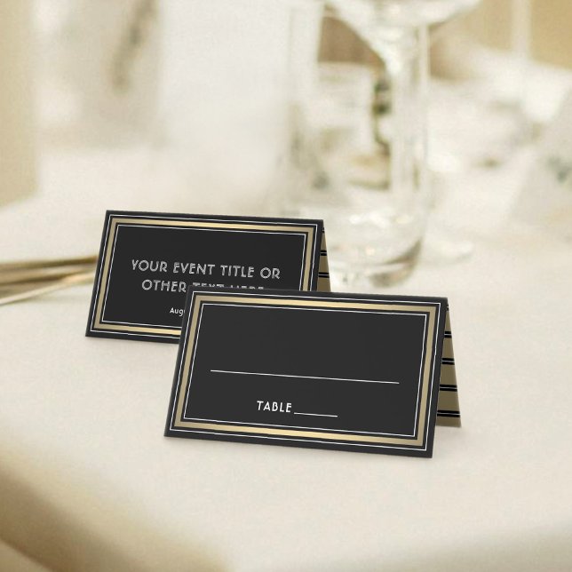 25 Pack Elegant Border Black & Gold Escort Cards Platzkarte (Von Creator hochgeladen)