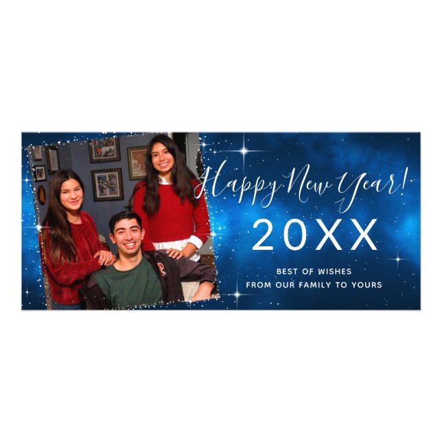 25 Pack Happy New Year Foto Cards | Moderne Schrif Werbekarte (Vorne)