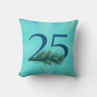 25 Pfauenfeder Geburtstag Jubiläum Elegant Kissen
