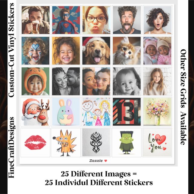 25 Quadratische individuelle Fotocollage mit eigen Aufkleber (Von Creator hochgeladen)