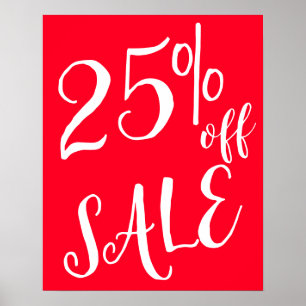 25 % Rabatt auf das Handelsschild, Red Boutique Sa Poster