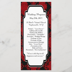 25 Romantische Red Damask Hochzeitsprogramme Programm