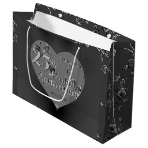 25. Rose zum Hochzeitstag - Heart Geschenktasche Große Geschenktüte