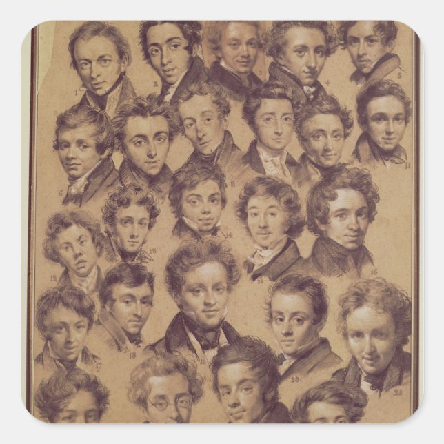 25 Schüler aus dem Studio Antoine Quadratischer Aufkleber (Vorderseite)