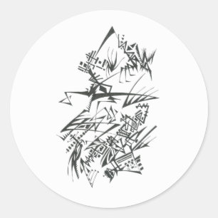 25 Schwarz-Weiß-Abstrakt-Tribal-Tattoo-Kunst Runder Aufkleber