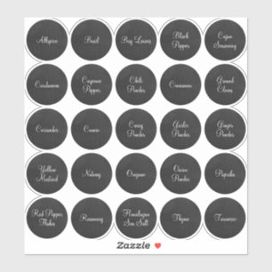 25 Schwarz-Weiß-Kreis-Gewürz Aufkleber