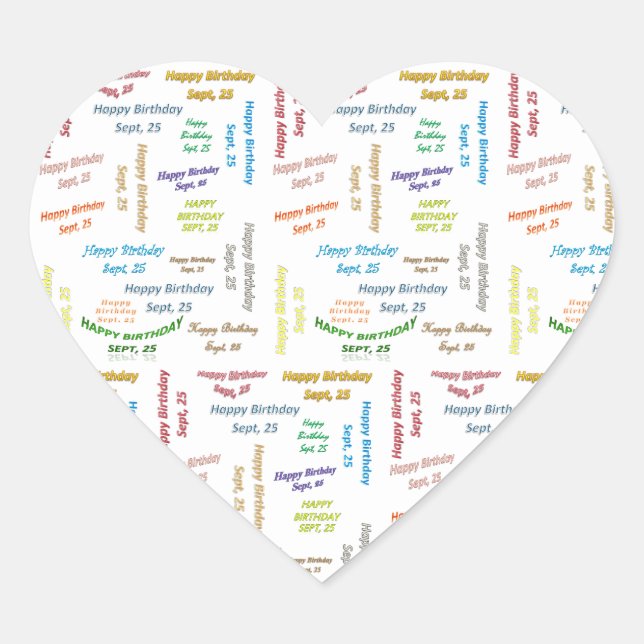 25. September Herz-Aufkleber (Vorderseite)