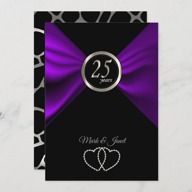 25. Silber-Jubiläum - Giraffe-Muster Einladung (Vorne/Hinten)