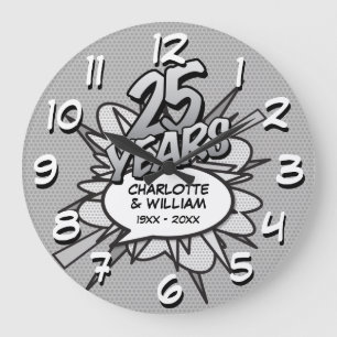 25. Silber-Jubiläums-Comic-Book-Pop-Art Große Wanduhr