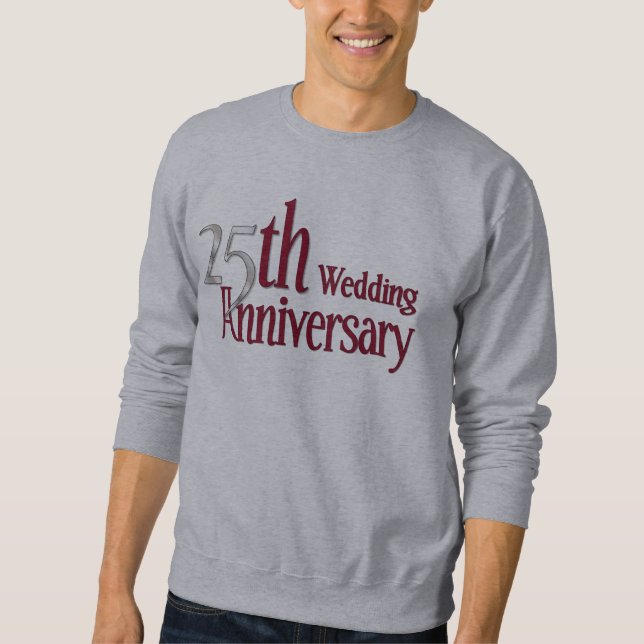 25. Silber und Burgund Jahrestag Sweatshirt (Vorderseite)