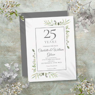 25. Silberhochzeit Änderungsdatum Grün Ankündigungspostkarte