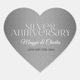 25. Silberhochzeit Herz-Aufkleber