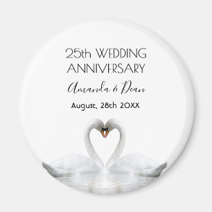 25. Silberhochzeit Jubiläum Weiße Schwäne Liebe Magnet