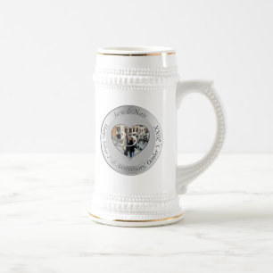 25. silberne Hochzeit + Foto Bierglas