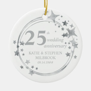 25. Silberne Hochzeit Foto Silber Sterne Keramik Ornament