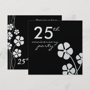 25. silberne Hochzeit Schwarz und Weiß Einladung