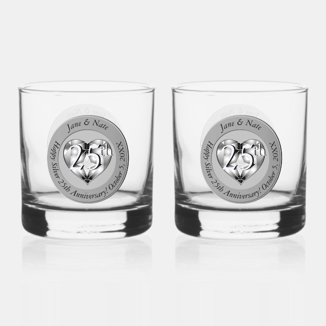 25. silberne Hochzeit Whiskyglas (Vorderseite)