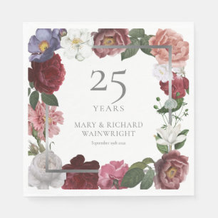 25. silberne Hochzeits-Rosengarten  Serviette