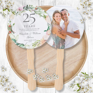 25. silberne Hochzeitsjubiläum Blumenrosen Foto Fächer