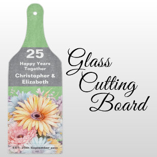 25. silberne Hochzeitstag Blumengrün Schneidebrett
