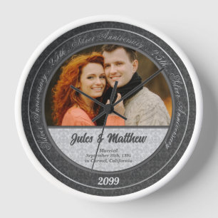 25. silberne Hochzeitstag Foto und Name Uhr