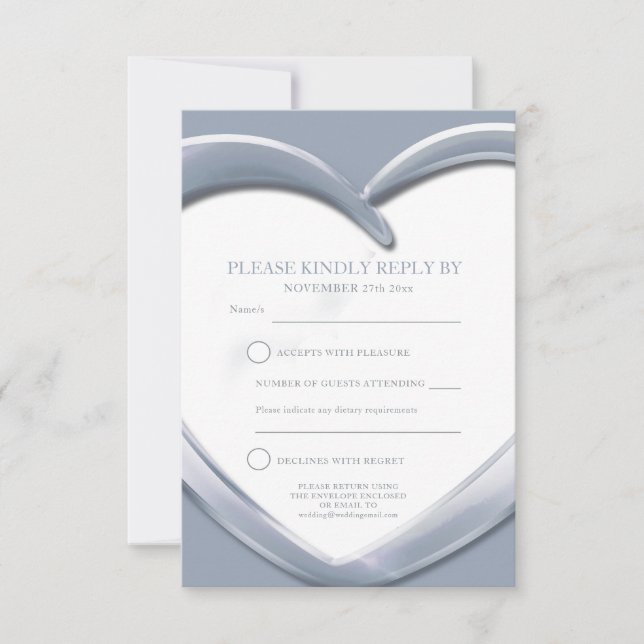 25. Silberne Hochzeitstag Herzkarte RSVP Karte (Vorderseite)