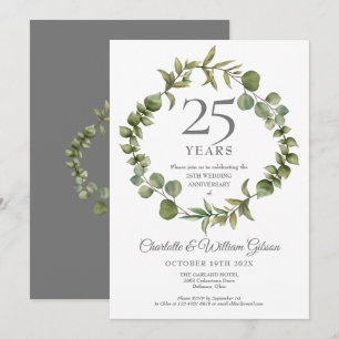 25. silberne Hochzeitstag Waldgrün Einladung