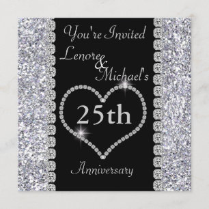 25. SILBERNE Jahrestags-Party Einladung