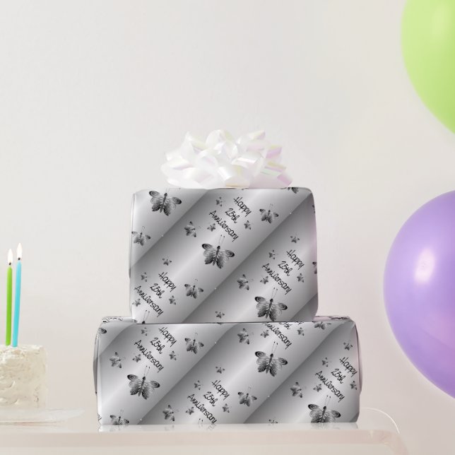 25. Silberner Hochzeitstag Geschenkpapier (Partygeschenke)
