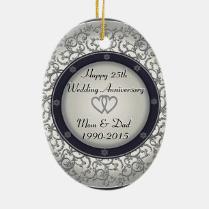 25. Silberner Hochzeitstag Keramikornament
