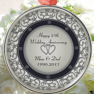 25. Silberner Hochzeitstag Ornament Aus Metall