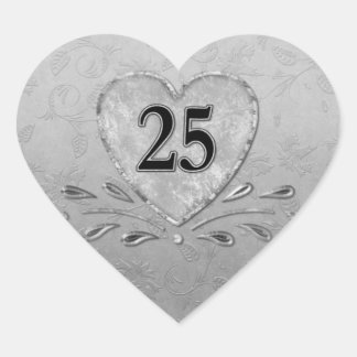 25. Silberner Jahrestag Herz Herz-Aufkleber