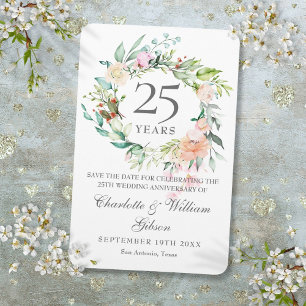 25. silbernes Hochzeitsjubiläum Rosen Floral Save  Magnet