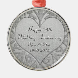 25. Silbernes Hochzeitstag-Herz Ornament