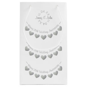 25. Silbernes Hochzeitstagweiß Kleine Geschenktüte