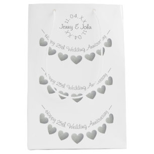 25. Silbernes Hochzeitstagweiß Mittlere Geschenktüte