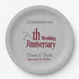 25. Silver and Burgund Anniversary Paper Teller