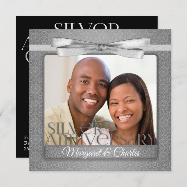 25. Silver Anniversary Celebration mit Foto Einladung (Vorne/Hinten)