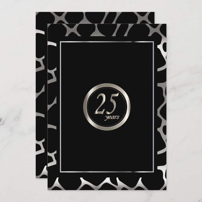 25. Silver Anniversary Design - Giraffe Design Einladung (Vorne/Hinten)